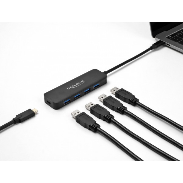 DELOCK USB hub 64170, 5x θυρών, 5Gbps, 85W PD, USB-C σύνδεση, μαύρο DELOCK USB hub 64170, 5x θυρών, 5Gbps, 85W PD, USB-C σύνδεση, μαύρο