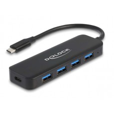 DELOCK USB hub 64170, 5x θυρών, 5Gbps, 85W PD, USB-C σύνδεση, μαύρο