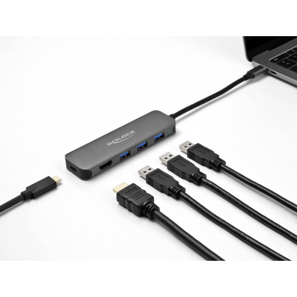DELOCK docking station 64171, 5 θυρών, USB-C σύνδεση, 85W PD, 4K, γκρι DELOCK docking station 64171, 5 θυρών, USB-C σύνδεση, 85W PD, 4K, γκρι