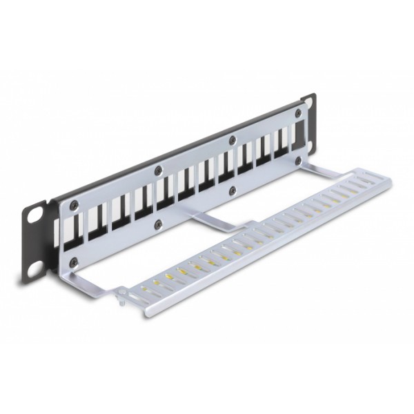 DELOCK Keystone patch panel 66874, 10"/1U, 12x ports, μαύρο