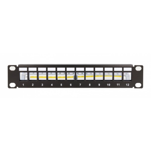 DELOCK Keystone patch panel 66874, 10"/1U, 12x ports, μαύρο