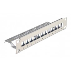 DELOCK Keystone patch panel 66875, 10"/1U, 12x ports, γκρι