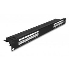 DELOCK patch panel 66876 για καμπίνα δικτύου 19"/1U, 16x ports, μαύρο