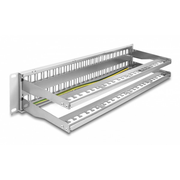 DELOCK Keystone patch panel 66879, 19"/2U, 48x ports, γκρι