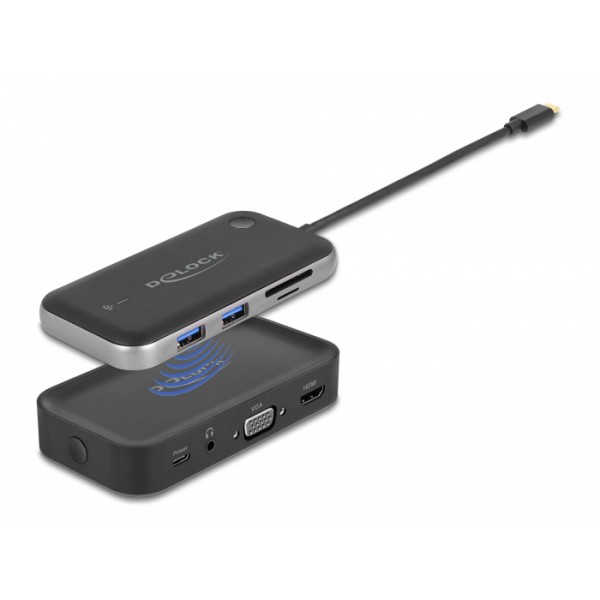DELOCK wireless display HDMI/VGA/USB 87775, USB-C, card reader, hub