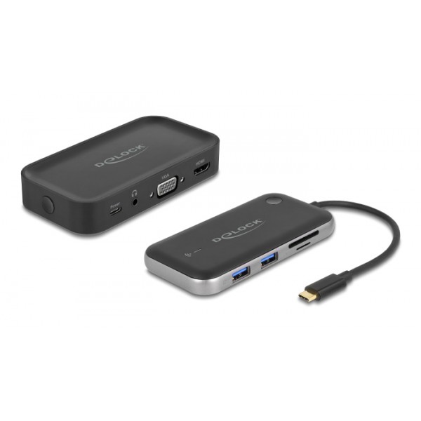 DELOCK wireless display HDMI/VGA/USB 87775, USB-C, card reader, hub