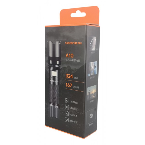 SUPFIRE φορητός φακός A10, 7W, 550lm, 200m, 2300mAh, IP44