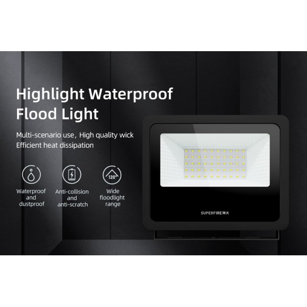SUPFIRE LED προβολέας FH2-B, 50W, 6000K, IP65 SUPFIRE LED προβολέας FH2-B, 50W, 6000K, IP65
