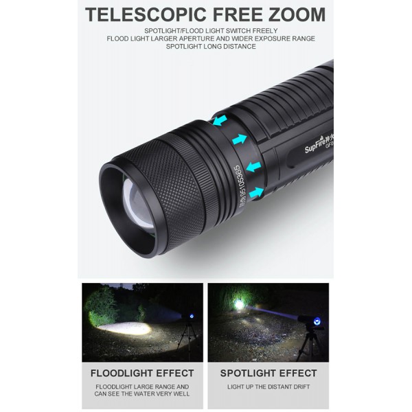 SUPFIRE φακός ψαρέματος SPFR-GF01-A με τρίποδο, 5400mAh, 375m