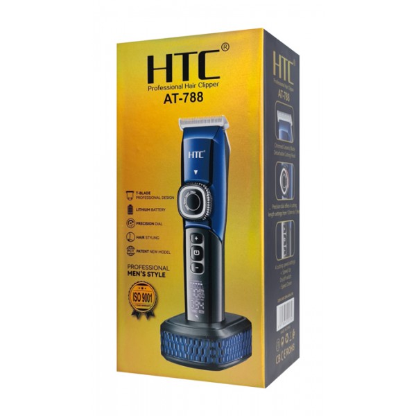 HTC ασύρματη κουρευτική μηχανή AT-788 οθόνη, 8 μήκη κοπής, 2200mAh, μπλε HTC ασύρματη κουρευτική μηχανή AT-788 οθόνη, 8 μήκη κοπής, 2200mAh, μπλε