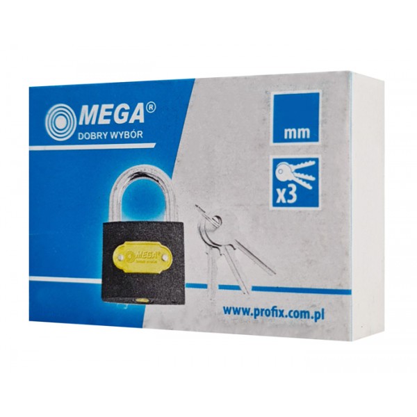 MEGA λουκέτο ασφαλείας 24475, 3x κλειδιά, μεταλλικό, 75mm