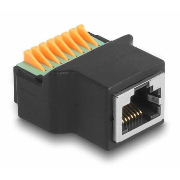 DELOCK adapter RJ45 σε 8 pin terminal block 66948, 2.54 mm pitch, μαύρο