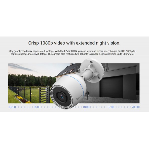 EZVIZ smart Camera C3TN, 2MP, Full HD, 2.8mm, Wi-Fi, IP67 EZVIZ smart Camera C3TN, 2MP, Full HD, 2.8mm, Wi-Fi, IP67