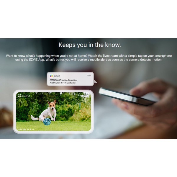 EZVIZ smart Camera C3TN, 2MP, Full HD, 2.8mm, Wi-Fi, IP67 EZVIZ smart Camera C3TN, 2MP, Full HD, 2.8mm, Wi-Fi, IP67