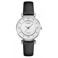 SKMEI γυναικείο ρολόι 1330LSI με δερμάτινο λουρί, 36mm, 3 ATM, ασημί