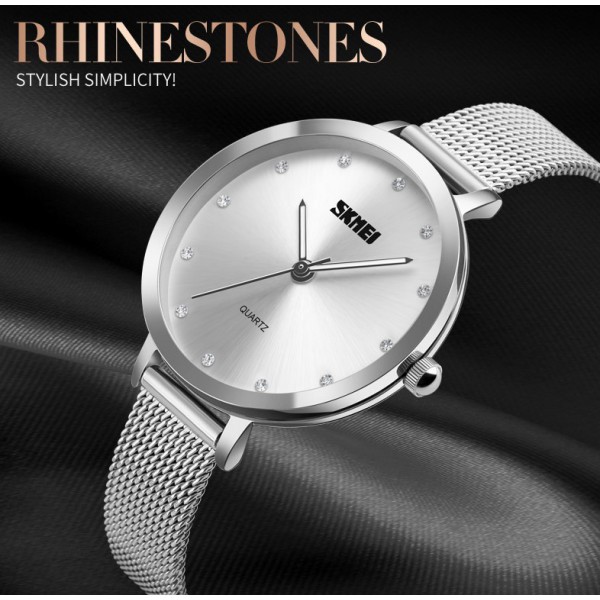 SKMEI γυναικείο ρολόι 1291SI με μεταλλικό μπρασελέ, 34mm, 3 ATM, ασημί SKMEI γυναικείο ρολόι 1291SI με μεταλλικό μπρασελέ, 34mm, 3 ATM, ασημί