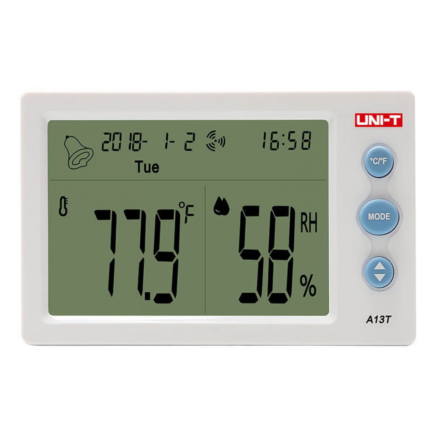 UNI-T θερμόμετρο & υγρασιόμετρο A13T, λειτουργία ρολόι & ξυπνητήρι