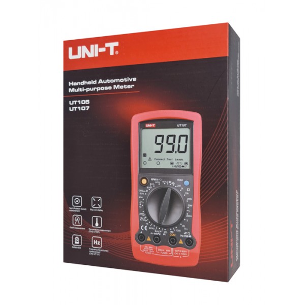 UNI-T ψηφιακό πολύμετρο αυτοκινήτων UT107, RPM/Dwell, test μπαταρίας UNI-T ψηφιακό πολύμετρο αυτοκινήτων UT107, RPM/Dwell, test μπαταρίας