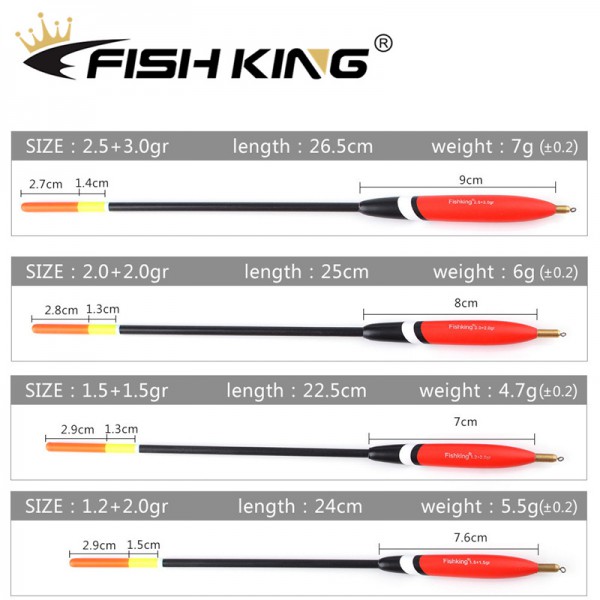 FISH KING φελλός ψαρέματος Balsa Bobber FISH-0038, διάφορα μεγέθη, 4τμχ