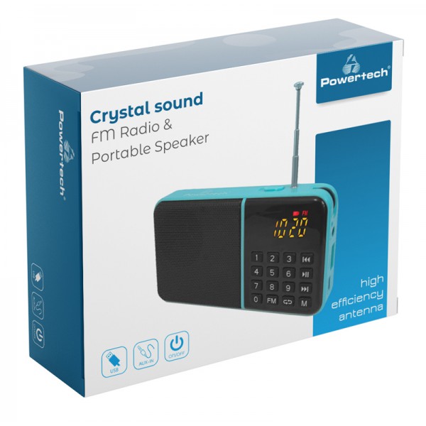 POWERTECH ραδιόφωνο & φορητό ηχείο PT-997, LCD, 1200mah, μπλε POWERTECH ραδιόφωνο & φορητό ηχείο PT-997, LCD, 1200mah, μπλε