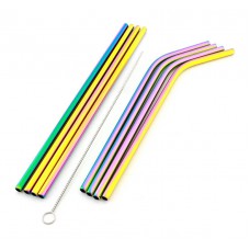 Σετ μεταλλικά καλαμάκια AG371B με βουρτσάκι καθαρισμού, ανοξείδωτα, 9τμχ