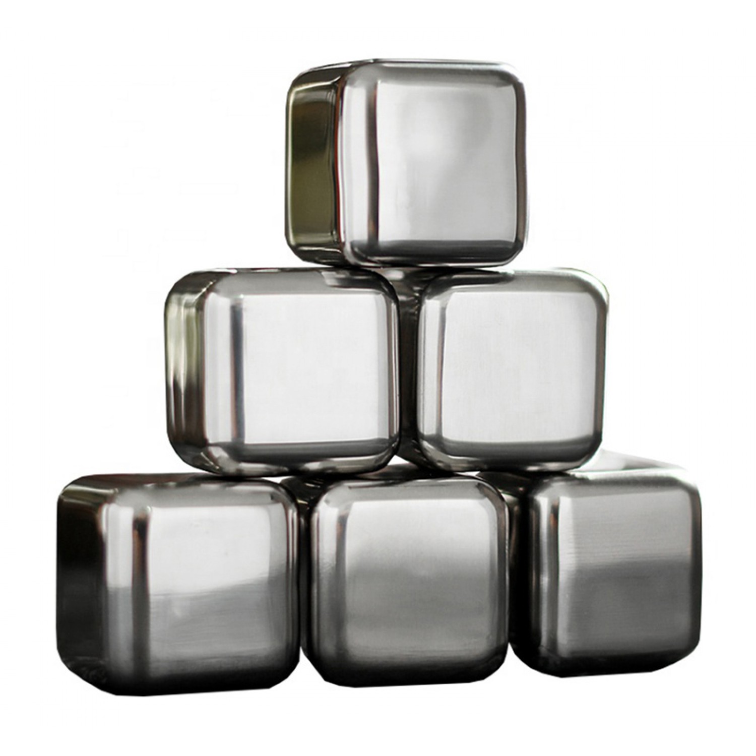 Σετ μεταλλικά παγάκια AG548D, με λαβίδα & θήκη, ανοξείδωτα, 6τμχ