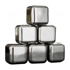 Σετ μεταλλικά παγάκια AG548D, με λαβίδα & θήκη, ανοξείδωτα, 6τμχ