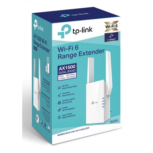 TP-LINK WiFi 6 range extender RE505X, AX1500 dual-band, Ver: 1.0 TP-LINK WiFi 6 range extender RE505X, AX1500 dual-band, Ver: 1.0