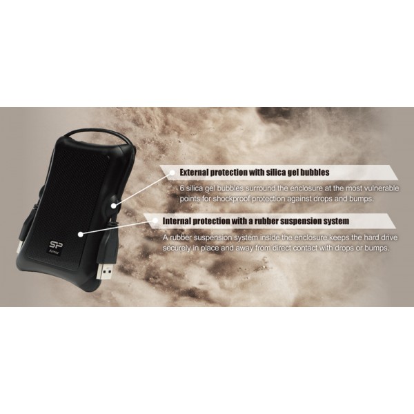 SILICON POWER εξωτερικός HDD Armor A30, 1TB, USB 3.2, μαύρος SILICON POWER εξωτερικός HDD Armor A30, 1TB, USB 3.2, μαύρος