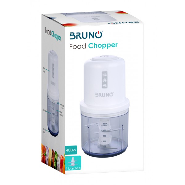 BRUNO πολυκόπτης BRN-0066, 500ml, 400W, 4 λεπίδες, λευκό BRUNO πολυκόπτης BRN-0066, 500ml, 400W, 4 λεπίδες, λευκό