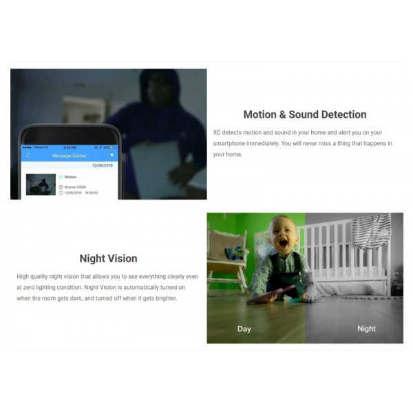 BOSMA ασύρματο σύστημα συναγερμού XC με κάμερα, Pan 360°, 1080p, WiFi