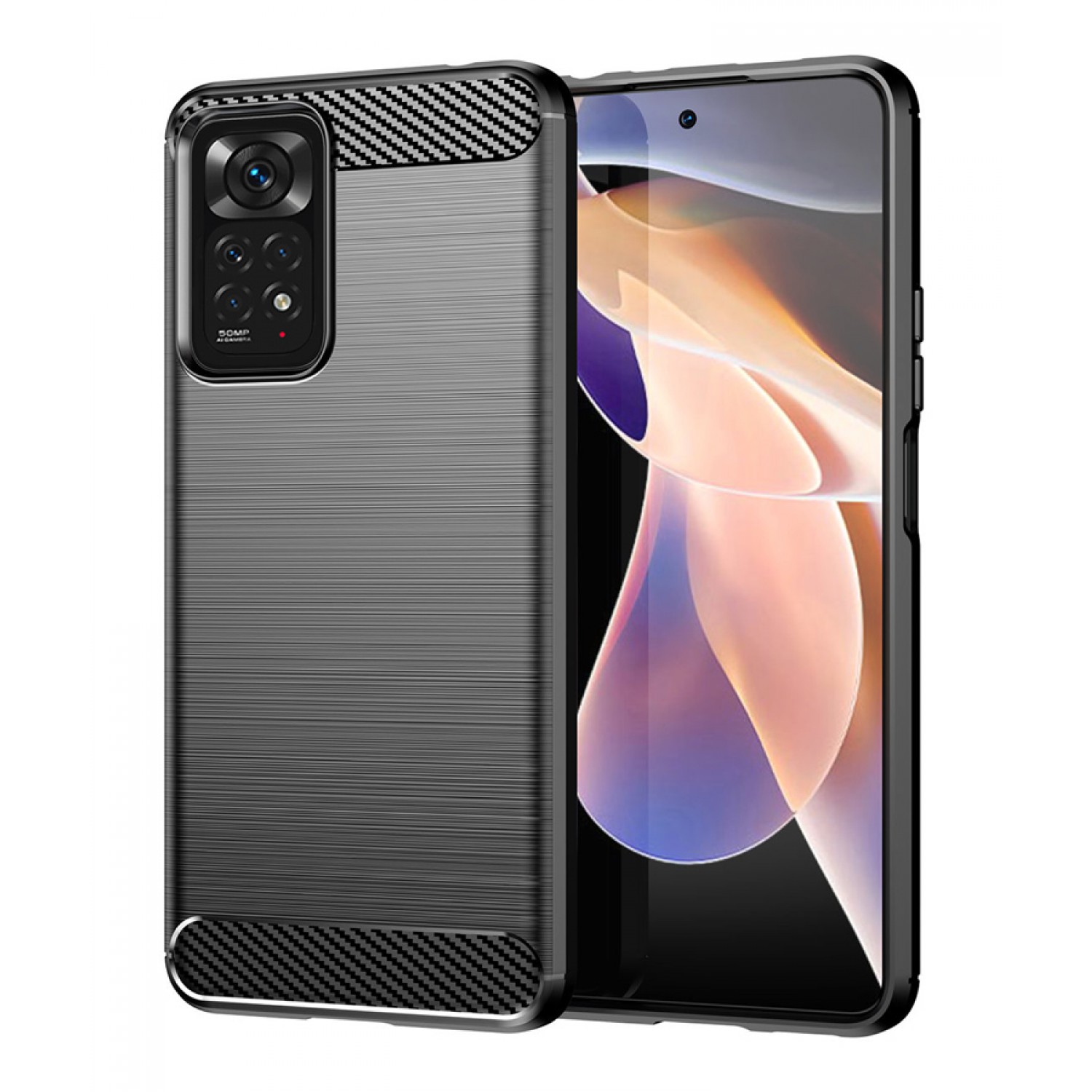 POWERTECH θήκη Carbon MOB-1731 για Xiaomi Note 11 5G/M4 Pro 5G, μαύρη