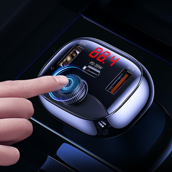 USAMS FM transmitter CC143, 2x USB/USB-C/micro SD, BT, οθόνη, 50W, μαύρο USAMS FM transmitter CC143, 2x USB/USB-C/micro SD, BT, οθόνη, 50W, μαύρο