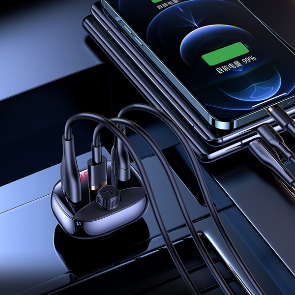 USAMS FM transmitter CC143, 2x USB/USB-C/micro SD, BT, οθόνη, 50W, μαύρο USAMS FM transmitter CC143, 2x USB/USB-C/micro SD, BT, οθόνη, 50W, μαύρο