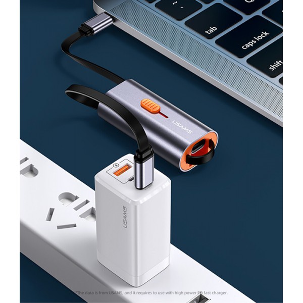 USAMS αντάπτορας USB-C σε USB-C/USB/Lightning SJ560, 60W PD, 0.3m, γκρι USAMS αντάπτορας USB-C σε USB-C/USB/Lightning SJ560, 60W PD, 0.3m, γκρι