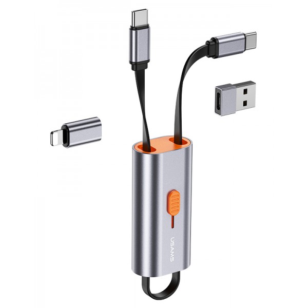 USAMS αντάπτορας USB-C σε USB-C/USB/Lightning SJ560, 60W PD, 0.3m, γκρι USAMS αντάπτορας USB-C σε USB-C/USB/Lightning SJ560, 60W PD, 0.3m, γκρι