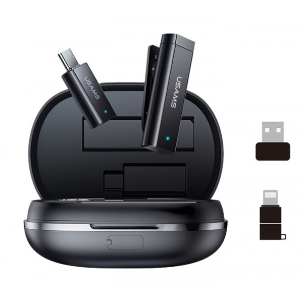 USAMS ασύρματο μικρόφωνο με θήκη φόρτισης ZB247, 2.4G, ENC, μαύρο USAMS ασύρματο μικρόφωνο με θήκη φόρτισης ZB247, 2.4G, ENC, μαύρο