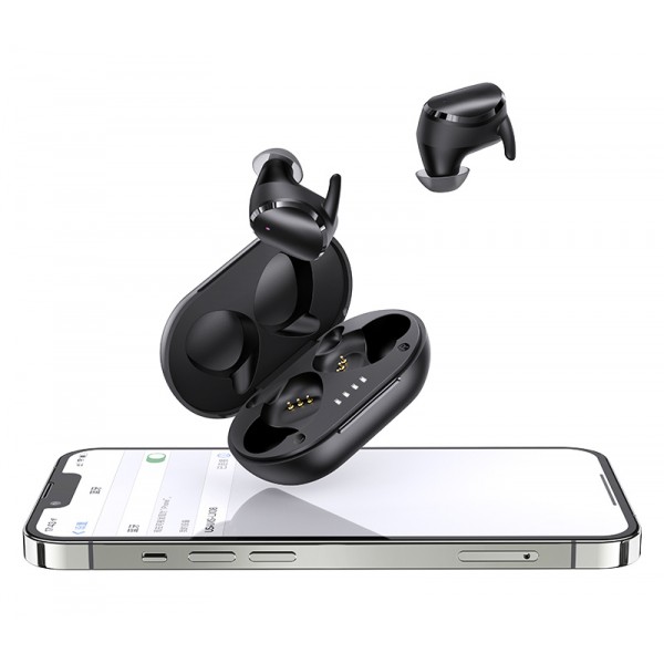 USAMS earphones με θήκη φόρτισης LX08, True Wireless, μαύρα USAMS earphones με θήκη φόρτισης LX08, True Wireless, μαύρα