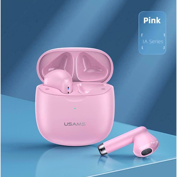 USAMS earphones IA04 με θήκη φόρτισης, True Wireless, ροζ