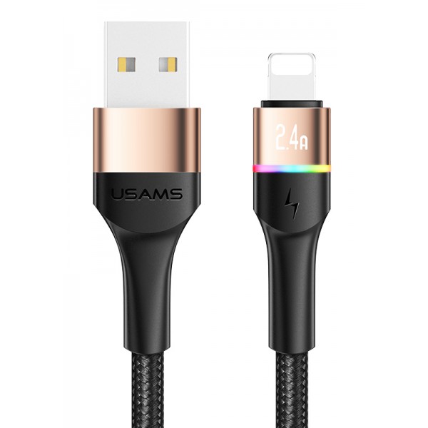 USAMS καλώδιο Lightning σε USB SJ534 με φωτισμό, 2.4A, 1.2m, χρυσό USAMS καλώδιο Lightning σε USB SJ534 με φωτισμό, 2.4A, 1.2m, χρυσό