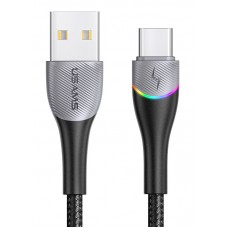 USAMS καλώδιο USB-C σε USB SJ542 με RGB φωτισμό, 3A, 1.2m, μαύρο
