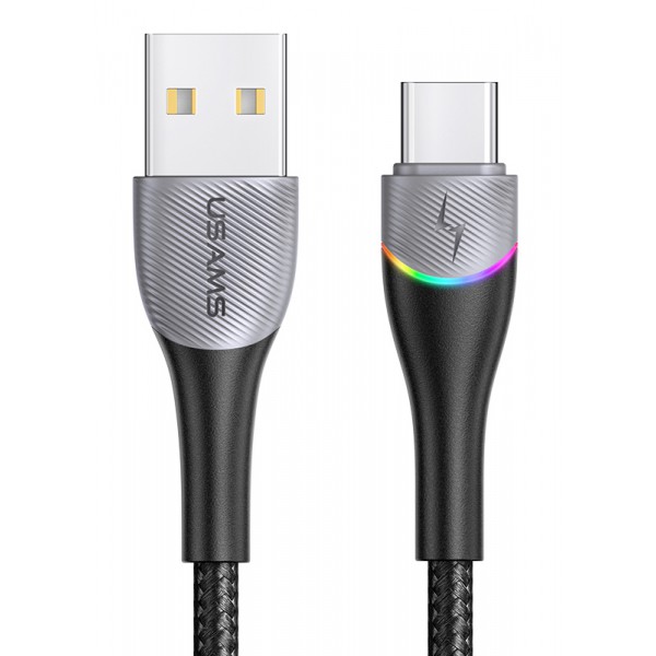 USAMS καλώδιο USB-C σε USB SJ542 με RGB φωτισμό, 3A, 1.2m, μαύρο