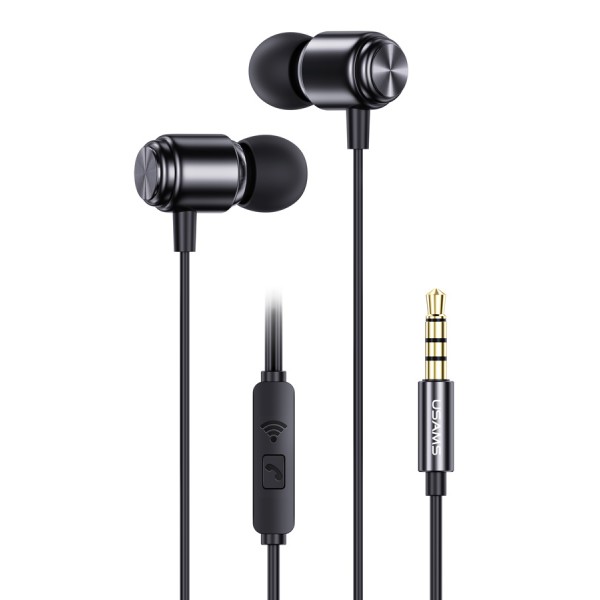 USAMS earphones με μικρόφωνο SJ548, 3.5mm, 1.2m, μαύρα