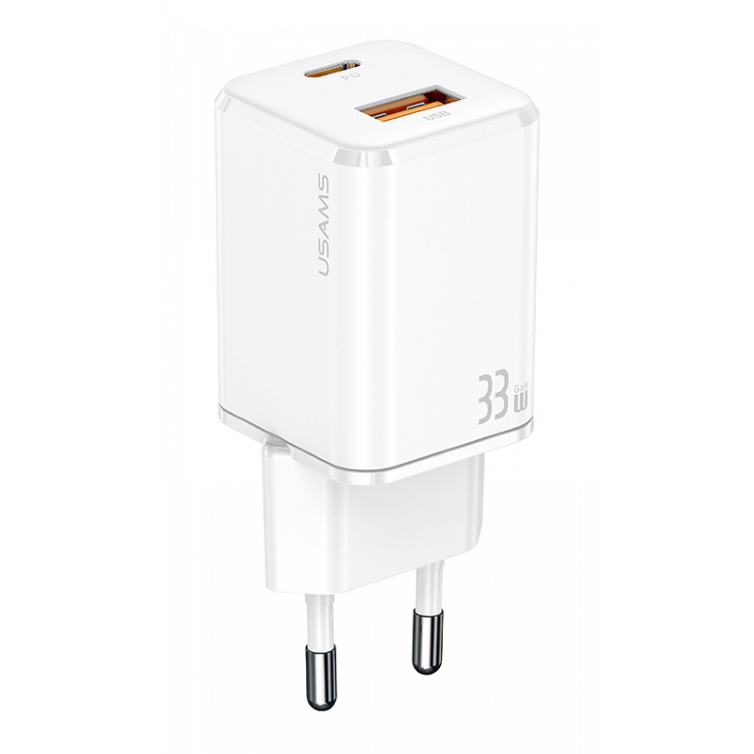 USAMS φορτιστής τοίχου CC144, USB-C & USB, PD & QC, 33W, λευκός