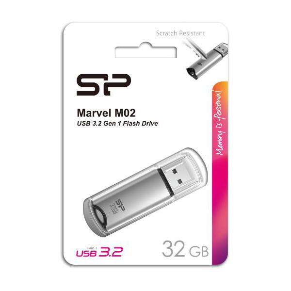 SILICON POWER USB Flash Drive Marvel M02, 32GB, USB 3.2, γκρι SILICON POWER USB Flash Drive Marvel M02, 32GB, USB 3.2, γκρι
