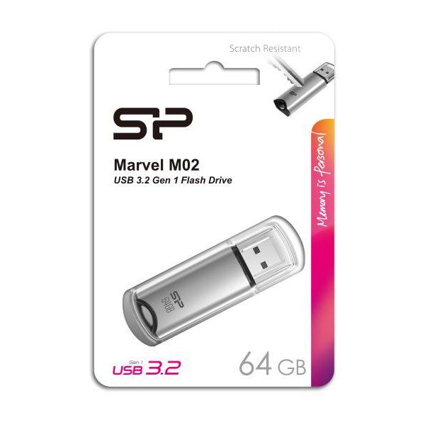 SILICON POWER USB Flash Drive Marvel M02, 64GB, USB 3.2, γκρι SILICON POWER USB Flash Drive Marvel M02, 64GB, USB 3.2, γκρι