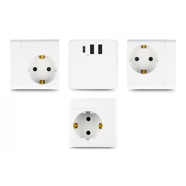 DELOCK πολύπριζο 11497, 3x schuko, USB-C & 2x USB, 16A, 1.5m, λευκό DELOCK πολύπριζο 11497, 3x schuko, USB-C & 2x USB, 16A, 1.5m, λευκό