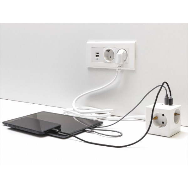 DELOCK πολύπριζο 11497, 3x schuko, USB-C & 2x USB, 16A, 1.5m, λευκό DELOCK πολύπριζο 11497, 3x schuko, USB-C & 2x USB, 16A, 1.5m, λευκό