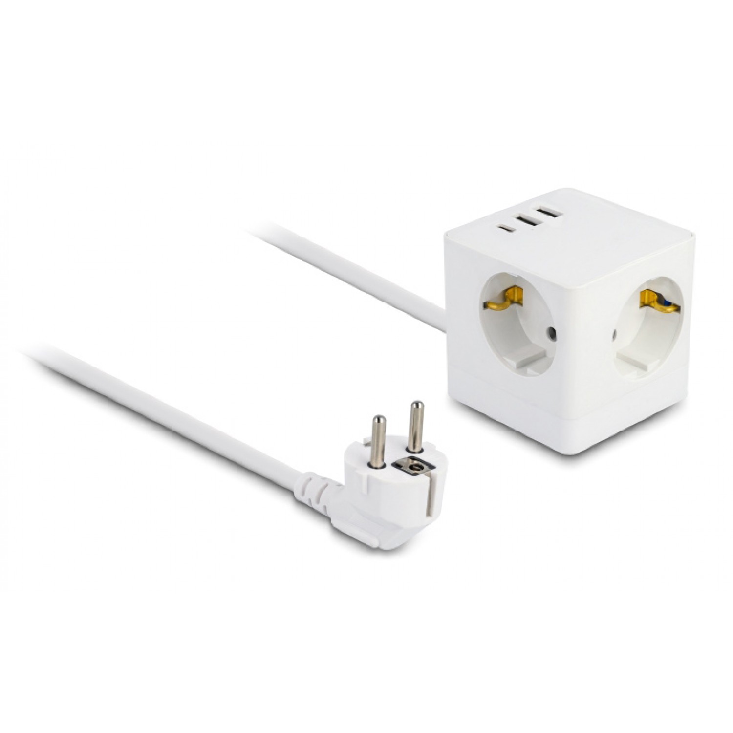 DELOCK πολύπριζο 11497, 3x schuko, USB-C & 2x USB, 16A, 1.5m, λευκό DELOCK πολύπριζο 11497, 3x schuko, USB-C & 2x USB, 16A, 1.5m, λευκό