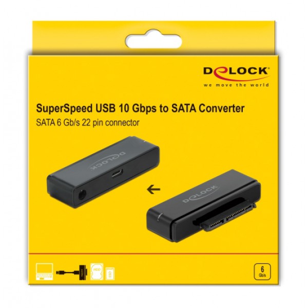 DELOCK αντάπτορας USB-C σε SATA 22-pin 64188, 6Gbps, καλώδιο USB, μαύρος DELOCK αντάπτορας USB-C σε SATA 22-pin 64188, 6Gbps, καλώδιο USB, μαύρος